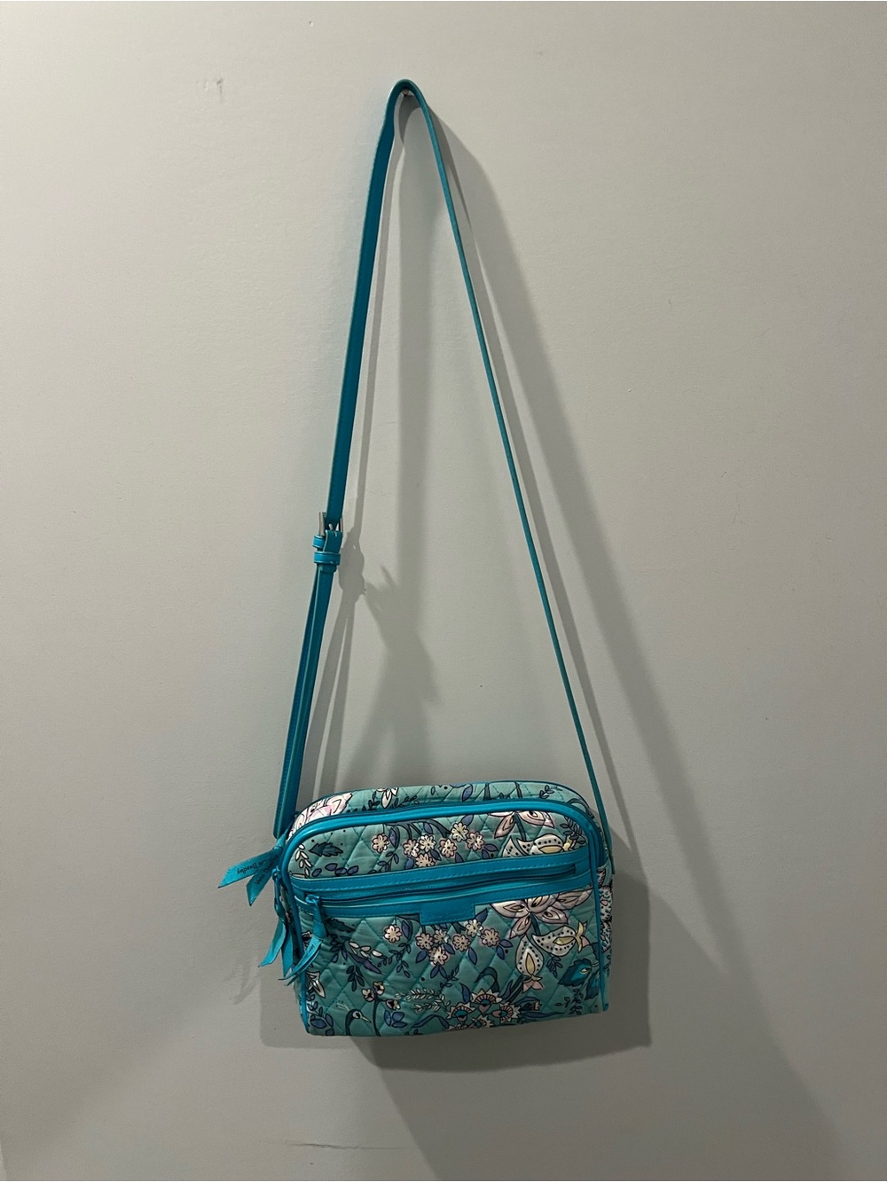 Vera Bradley Teal Floral Quilted Crossbody Bag